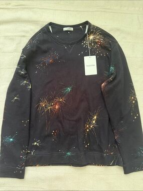 Valentino Men's Black Crewneck Sweatshirt with Multicolor Firework Print